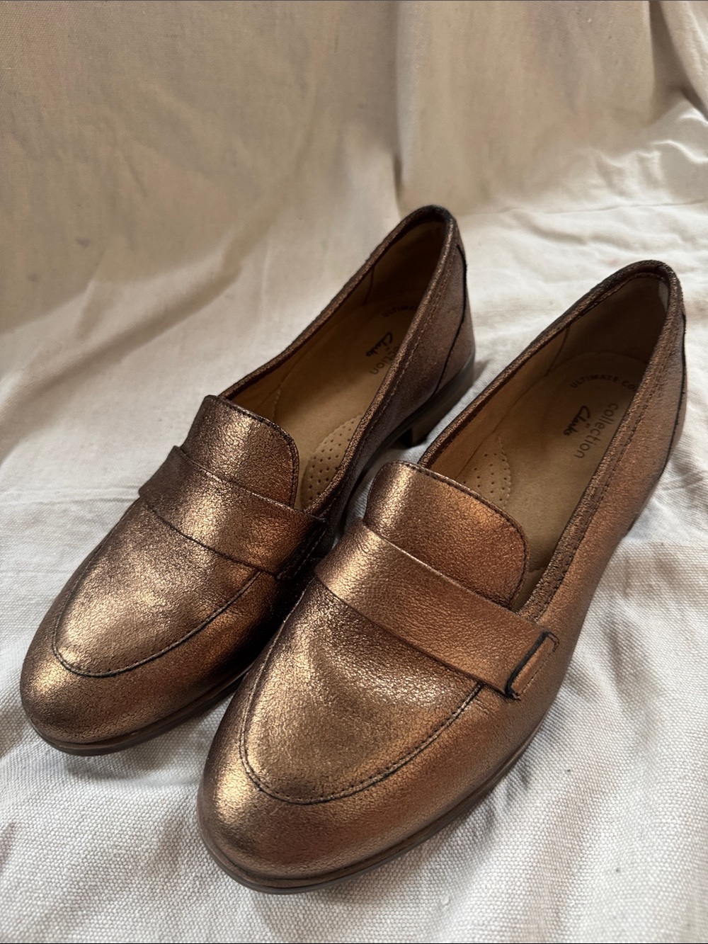 Clarks Women’s Metallic Bronze Penny-Style Loafers